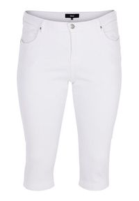 Zizzi Szorty jeansowe O10305H Biały Slim Fit. Kolor: biały. Materiał: bawełna, syntetyk