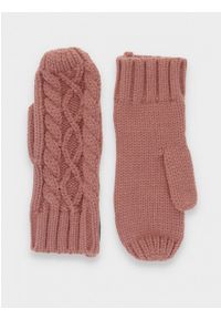 outhorn - Rękawiczki jednopalczaste uniseks - różowe. Kolor: różowy. Materiał: dzianina, akryl. Wzór: ze splotem. Sezon: zima #1