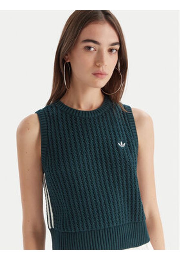 Adidas - adidas Top adicolor JW4993 Zielony Regular Fit. Kolor: zielony. Materiał: bawełna