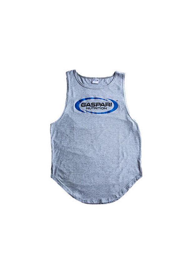 GASPARI NUTRITION - Tank top Gaspari - koszulka bez rękawów szara. Kolor: wielokolorowy, niebieski, czarny, szary. Materiał: bawełna. Długość rękawa: bez rękawów