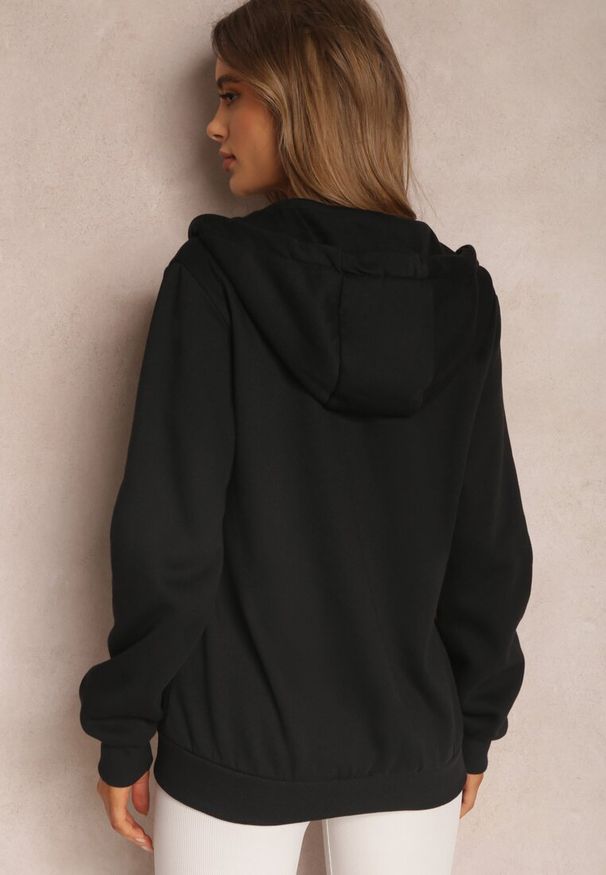 Renee - Czarna Bluza z Kapturem Zapinana na Suwak Edan. Okazja: na co dzień. Typ kołnierza: kaptur. Kolor: czarny. Materiał: polar, jeans. Styl: casual, sportowy, klasyczny