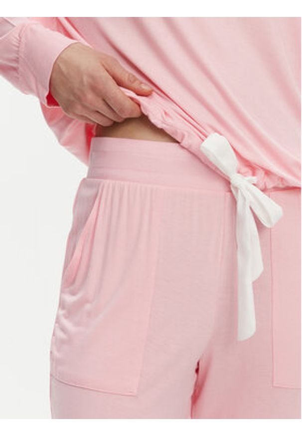 DKNY Piżama YI90044 Różowy Regular Fit. Kolor: różowy. Materiał: wiskoza