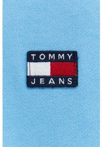 Tommy Jeans bluza bawełniana męska kolor niebieski z kapturem z aplikacją. Typ kołnierza: kaptur. Kolor: niebieski. Materiał: bawełna. Wzór: aplikacja #2