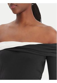 Karl Lagerfeld - KARL LAGERFELD Bluzka B1W17009 Czarny Slim Fit. Typ kołnierza: dekolt w karo. Kolor: czarny #5