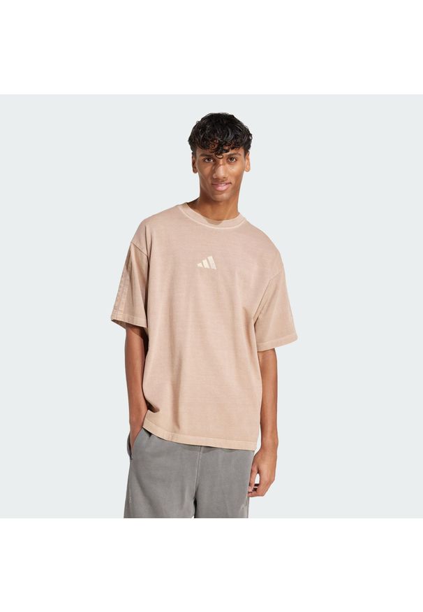 Adidas - Koszulka ALL SZN Washed. Kolor: beżowy. Materiał: bawełna