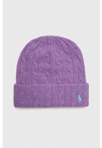 Polo Ralph Lauren czapka wełniana kolor fioletowy wełniana. Kolor: fioletowy. Materiał: wełna