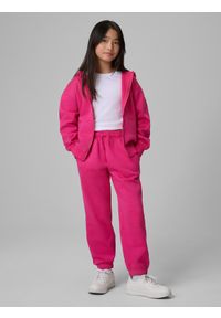 4f - 4F Spodnie dresowe joggery dziewczęce - różowe 146 (10-11 lat). Okazja: na co dzień. Kolor: różowy. Materiał: dresówka. Sezon: lato. Styl: casual, sportowy #1