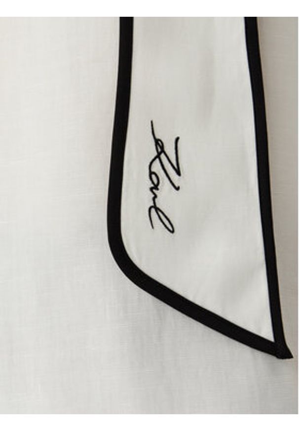 Karl Lagerfeld - KARL LAGERFELD Bluzka B2W11015 Kremowy Loose Fit. Typ kołnierza: dekolt w karo. Kolor: kremowy. Materiał: lyocell