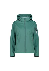 Kurtka damska turystyczna CMP 39A5016. Typ kołnierza: kaptur. Kolor: zielony. Materiał: softshell. Sport: turystyka piesza #1