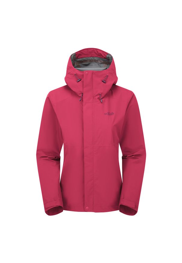 Kurtka przeciwdeszczowa damska Rab Women's Downpour Jacket z kapturem. Typ kołnierza: kaptur. Kolor: czerwony