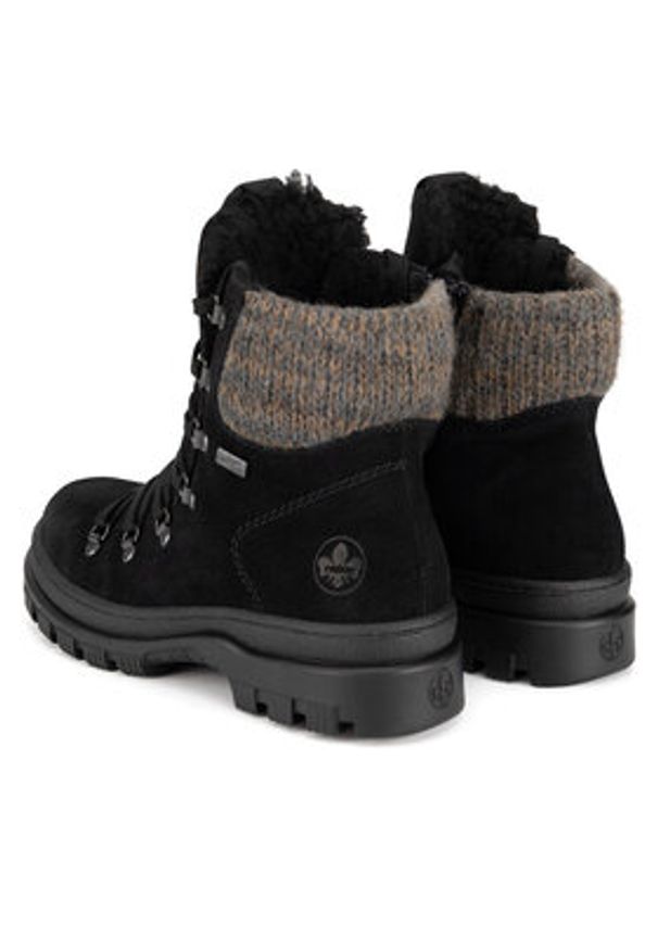 Rieker Trzewiki X8200-00 Czarny. Kolor: czarny. Materiał: zamsz, skóra