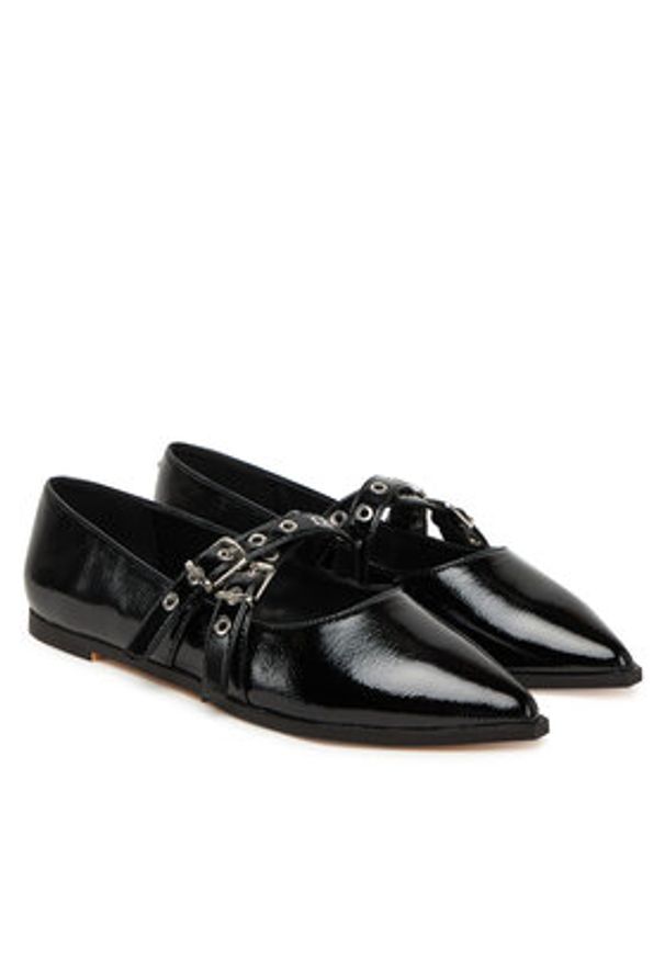 Buffalo Baleriny Marly Cross 1621026 Czarny. Kolor: czarny. Materiał: skóra