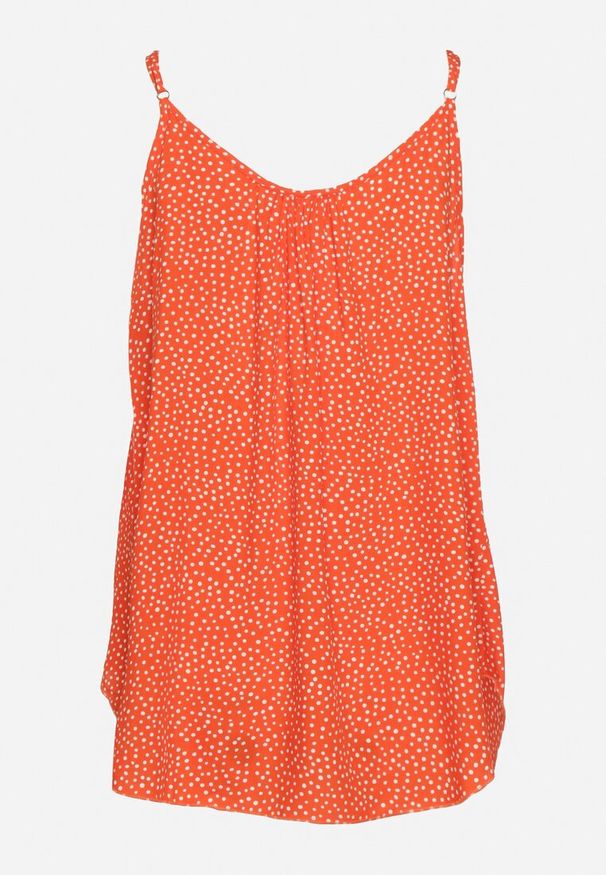 Born2be - Pomarańczowy Bawełniany Top w Kropki Naphea. Okazja: na co dzień. Kolor: pomarańczowy. Materiał: bawełna. Długość rękawa: na ramiączkach. Wzór: kropki. Styl: casual