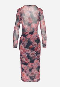 Born2be - Czarno-Czerwona Sukienka Siateczkowa z Wiskozą o Kopertowym Kroju z Marszczeniem Bolsela. Okazja: na randkę, na imprezę, na wesele, na ślub cywilny. Kolor: czerwony. Materiał: wiskoza. Typ sukienki: kopertowe. Styl: klasyczny, elegancki #7