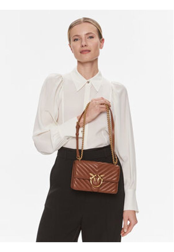 Pinko Torebka Love One Mini Dc PE 24 PLTT 100074 A0GK Brązowy. Kolor: brązowy. Materiał: skórzane