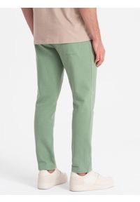 Ombre Clothing - Spodnie męskie dresowe z nogawką bez ściągacza - zielone V3 OM-PABS-0206 - XXL. Kolor: zielony. Materiał: dresówka. Wzór: aplikacja. Styl: klasyczny, sportowy #5
