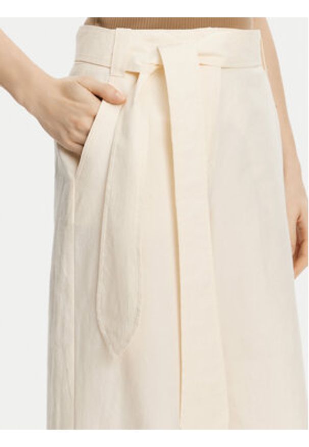 Marella Spodnie palazzo Luca 2513131032 Écru Wide Leg. Materiał: bawełna