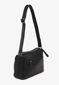 Born2be - Czarna Trzykomorowa Torebka Listonoszka Jenanissea. Kolor: czarny. Styl: klasyczny, elegancki, casual