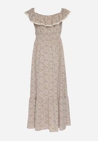 Born2be - Zielona Sukienka Ozdobiona Falbankami Folirae. Okazja: na spacer, na co dzień. Typ kołnierza: kołnierz z falbankami. Kolor: zielony. Wzór: aplikacja. Sezon: lato. Typ sukienki: sportowe. Styl: casual, sportowy #2