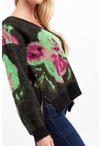 Twinset Milano - Sweter damski moherowy TWINSET. Materiał: moher. Długość rękawa: długi rękaw. Długość: długie. Wzór: kwiaty, kolorowy #2