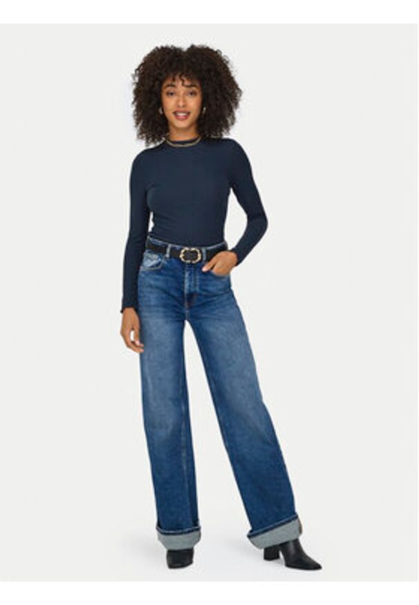 only - ONLY Bluzka Emma 15180040 Niebieski Slim Fit. Kolor: niebieski. Materiał: syntetyk