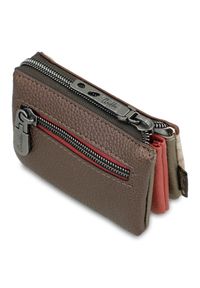 Beżowa Stylowa Portmonetka Damska Anekke. Kolor: beżowy. Wzór: aplikacja, haft #7