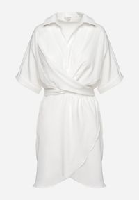 Born2be - Biała Sukienka Menelous. Kolor: biały. Typ sukienki: kopertowe, koszulowe. Styl: elegancki. Długość: mini #5