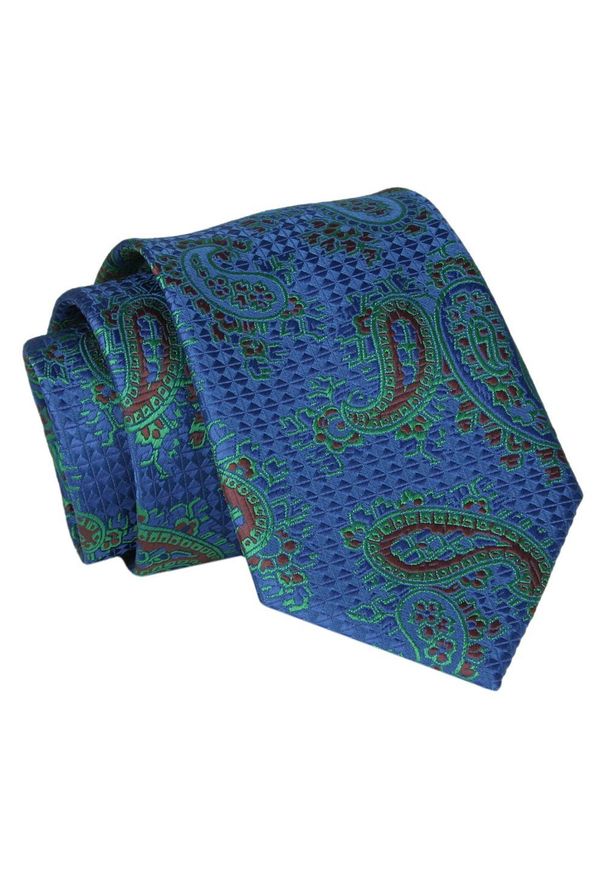 Alties - Krawat - ALTIES - Granat, Zielone Paisley. Kolor: niebieski. Materiał: tkanina. Wzór: paisley. Styl: elegancki, wizytowy