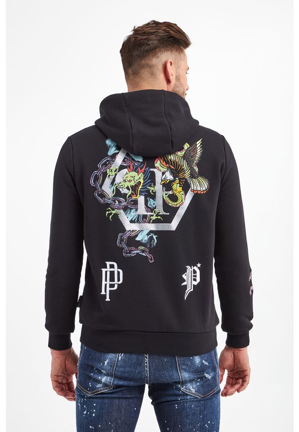 Philipp Plein - BLUZA PHILIPP PLEIN. Typ kołnierza: kaptur. Wzór: nadruk, aplikacja, haft, kolorowy