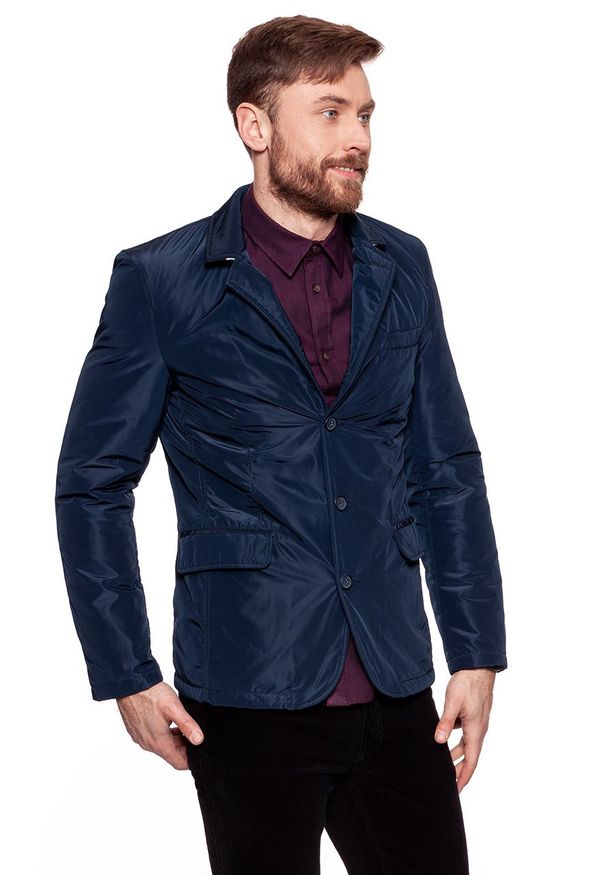 Wrangler - MĘSKA MARYNARKA WRANGLER BLAZER DARK NAVY W4742VMAE 112129035. Materiał: materiał