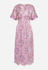 Born2be - Fioletowa Rozkloszowana Sukienka z Krótkim Rękawem Zwężana w Talii Bexbia. Okazja: na co dzień. Kolor: fioletowy. Materiał: skóra. Długość rękawa: krótki rękaw. Typ sukienki: rozkloszowane. Styl: wizytowy, casual #4