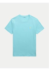 Polo Ralph Lauren T-Shirt 710671438407 Błękitny Slim Fit. Typ kołnierza: polo. Kolor: niebieski. Materiał: bawełna #4