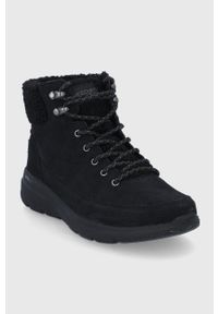 skechers - Skechers Śniegowce zamszowe kolor czarny. Nosek buta: okrągły. Zapięcie: sznurówki. Kolor: czarny. Materiał: zamsz #3