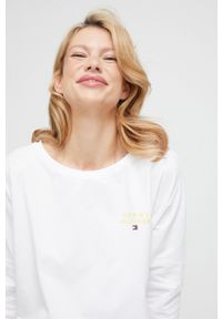 TOMMY HILFIGER - Tommy Hilfiger longsleeve bawełniany lounge kolor biały. Kolor: biały. Materiał: bawełna. Długość rękawa: długi rękaw #2