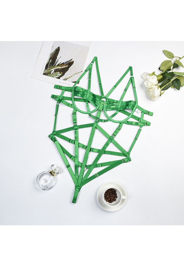 Intica - Body damskie ze strapami na wieczorne wyjścia Chelsea. Kolor: zielony. Materiał: materiał