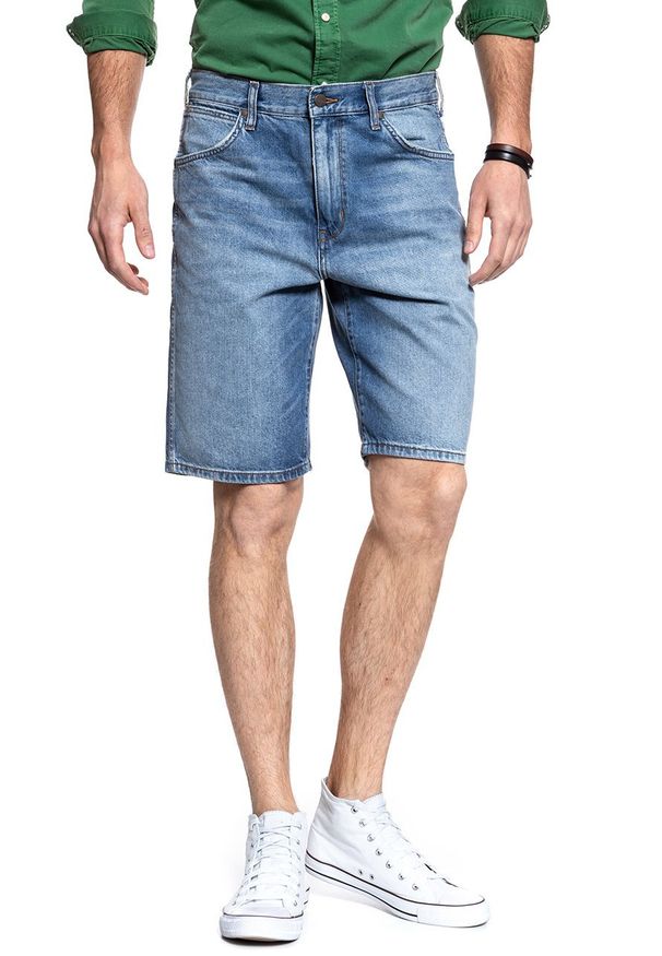 Wrangler - KRÓTKIE SPODENKI WRANGLER DENIM SHORT SLEDGEHAMMER W14CGW15X 112126591. Materiał: denim. Długość: krótkie