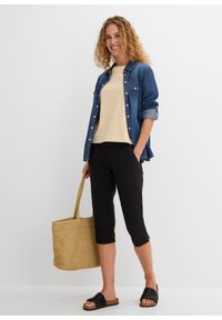 bonprix - Spodnie rybaczki z wiązanym troczkiem. Kolor: czarny #2