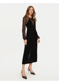 TwinSet - TWINSET Sukienka koktajlowa 242TT2180 Czarny Slim Fit. Kolor: czarny. Materiał: welur, wiskoza. Styl: wizytowy