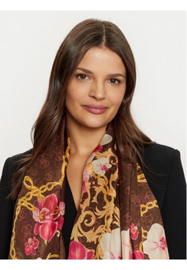 Guess Chusta AW5272 SIL13 Brązowy. Kolor: brązowy. Materiał: jedwab, materiał