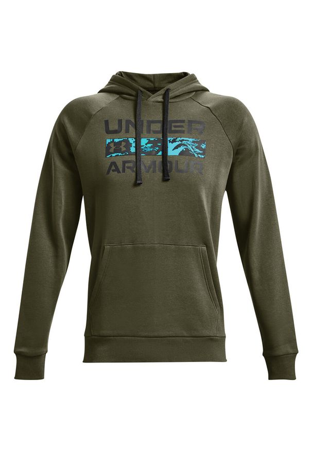 Bluza męska Under Armour Rival FLC Signature HD. Kolor: zielony. Materiał: dresówka