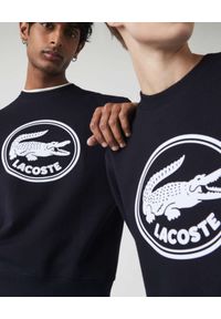 Lacoste - LACOSTE - Granatowa bluza z logo 3D. Kolor: niebieski. Materiał: prążkowany. Wzór: haft #4