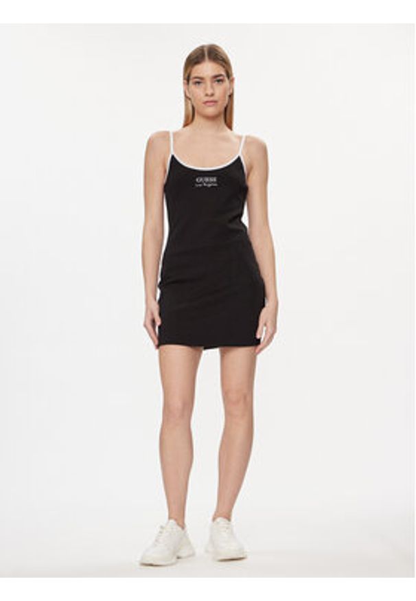 Guess Sukienka codzienna E4GK00 KBP41 Czarny Slim Fit. Okazja: na co dzień. Kolor: czarny. Materiał: bawełna. Typ sukienki: proste. Styl: casual