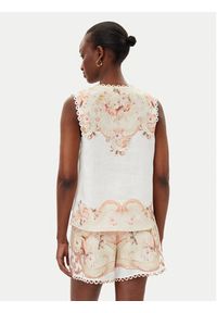 TwinSet - TWINSET Top 251TT2442 Beżowy Regular Fit. Kolor: beżowy. Materiał: len
