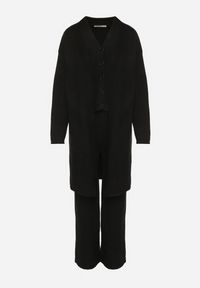 Born2be - Czarny Dzianinowy Komplet z Wełną Kamizelka Długi Kardigan i Spodnie Otizela. Kolekcja: plus size. Kolor: czarny. Materiał: dzianina, wełna #4