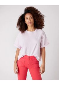 Wrangler - WRANGLER SUMMER TEE DAMSKI T-SHIRT NADRUK LILAC ICE W7Q8GHP13 112132087. Wzór: nadruk