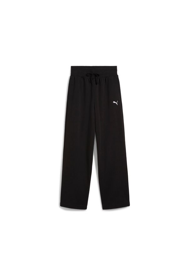 Spodnie dresowe szerokie dla dziewczynki Puma Essentials Relaxed. Kolor: czarny. Materiał: dresówka. Długość: długie