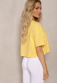 Renee - Żółty Oversizowy T-shirt z Bawełny z Okrągłym Dekoltem Calama. Kolor: żółty. Materiał: bawełna. Sezon: lato #4