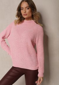 Renee - Różowy Casualowy Golf z Wiskozą Zerinia. Okazja: na co dzień. Typ kołnierza: golf. Kolor: różowy. Materiał: wiskoza. Styl: casual