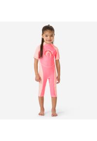 Decathlon - Kombinezon UV dla malucha Nabaiji Kloupi Tęcza. Kolor: czerwony, wielokolorowy, różowy. Materiał: poliester, materiał, elastan #1