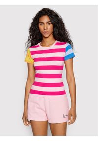 Karl Kani T-Shirt Small Signature Block Stripe 6130386 Różowy Slim Fit. Kolor: różowy. Materiał: bawełna #1